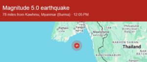 5.0-magnitude quake hits near south coast of Myanmar